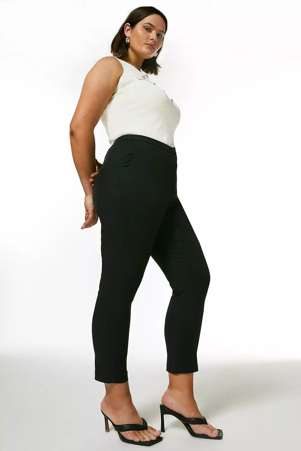 Plus Size Essential Techno Cotton Pants | Karen Millen