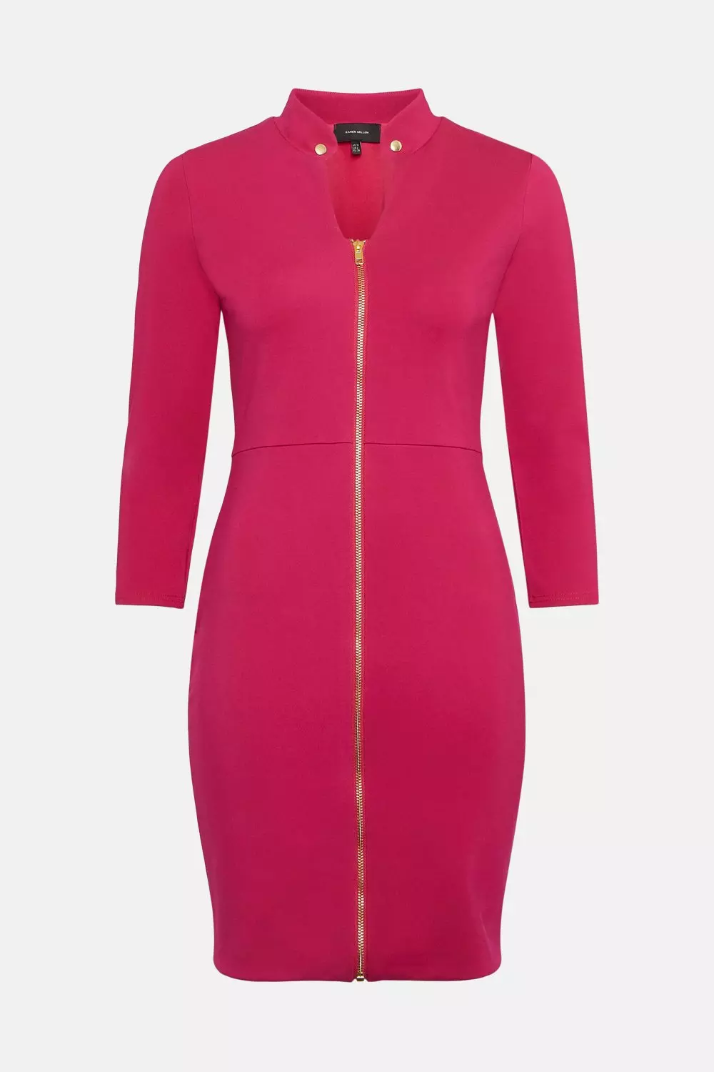 Stud Collar Zip Front Ponte Dress | Karen Millen