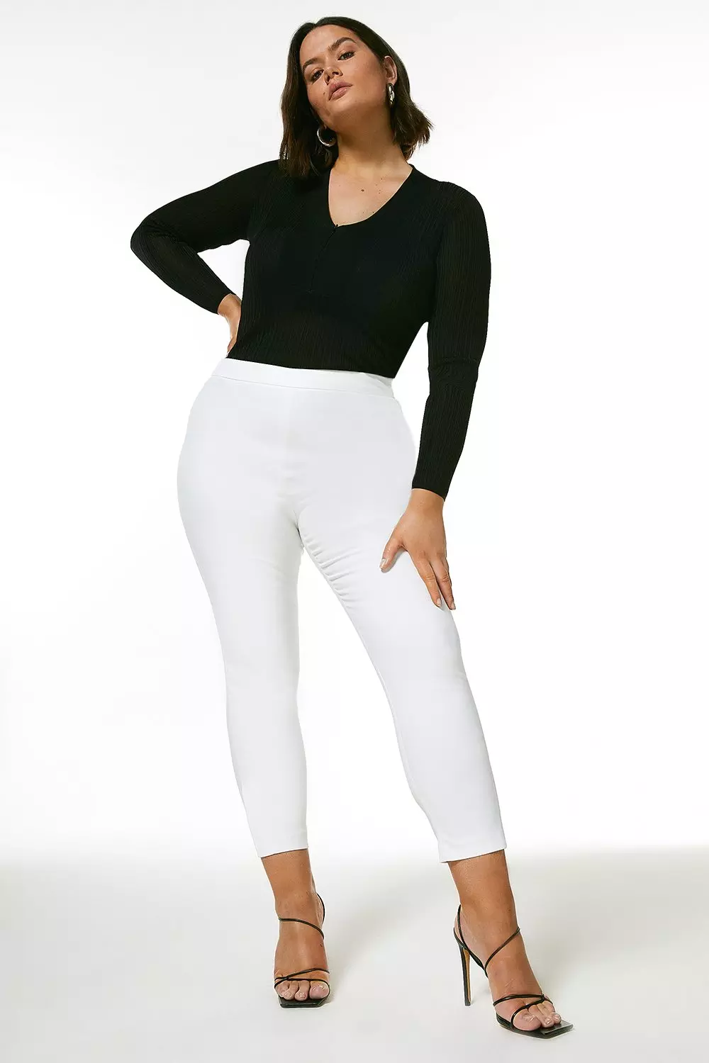 Plus Size Essential Techno Cotton Crop Pants | Karen Millen