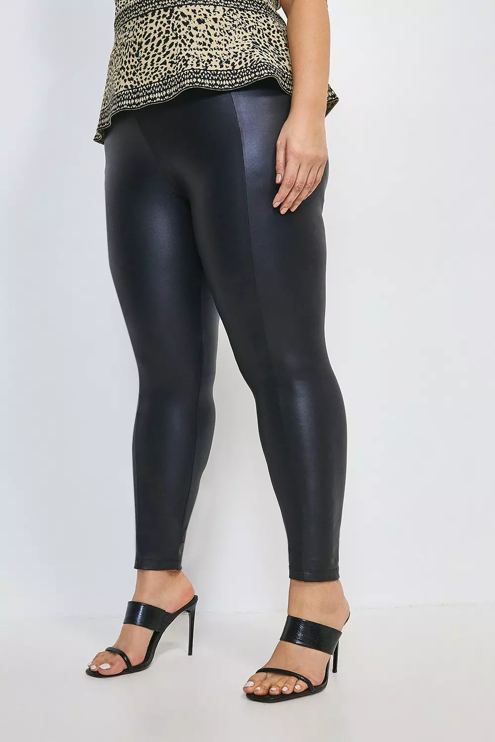 Plus Seam Front Pu Leggings