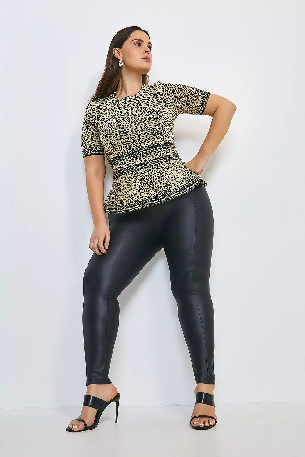 Shop Plus Size Ponte Seam Leggings in Black