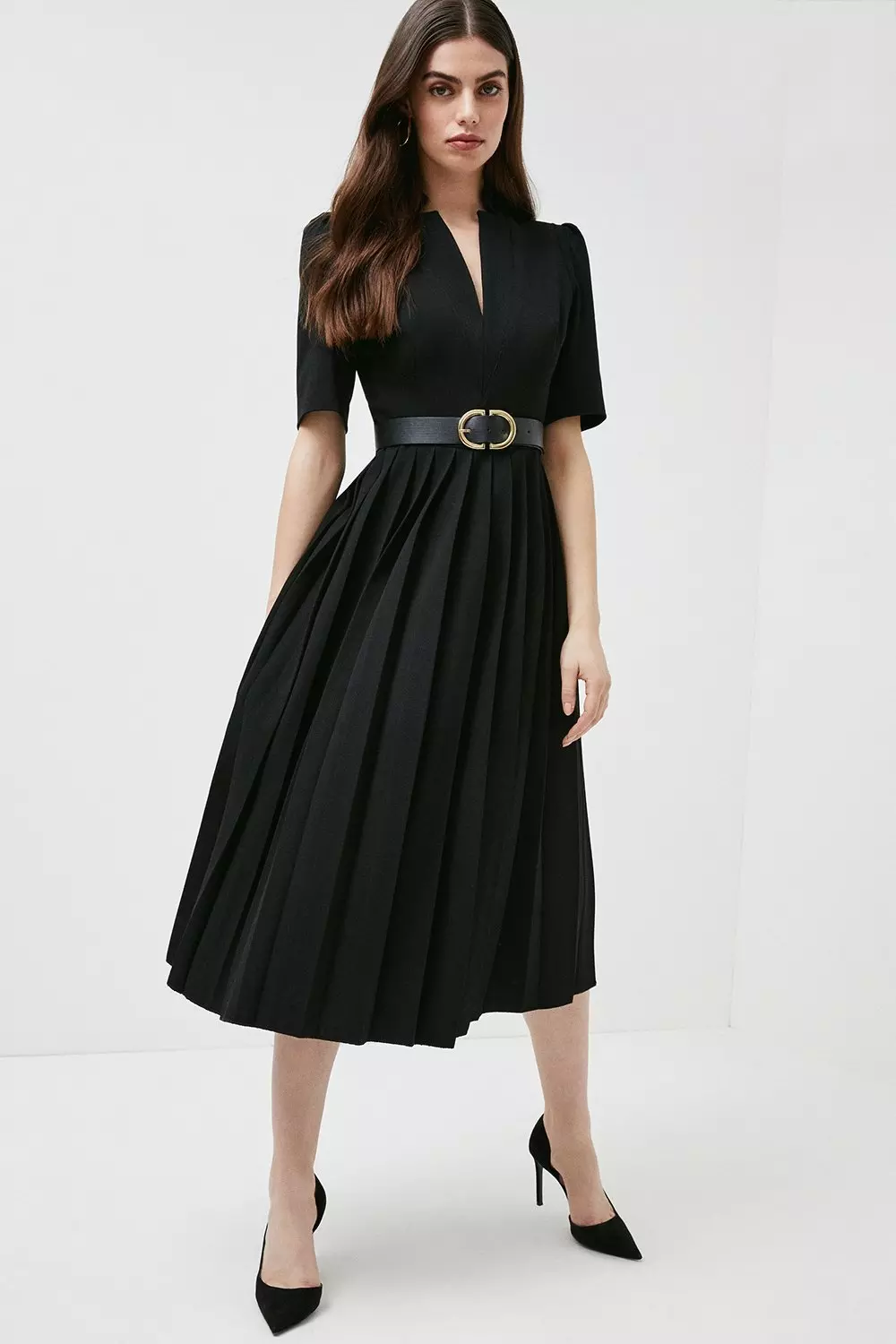 Belted 2025 pleated dress