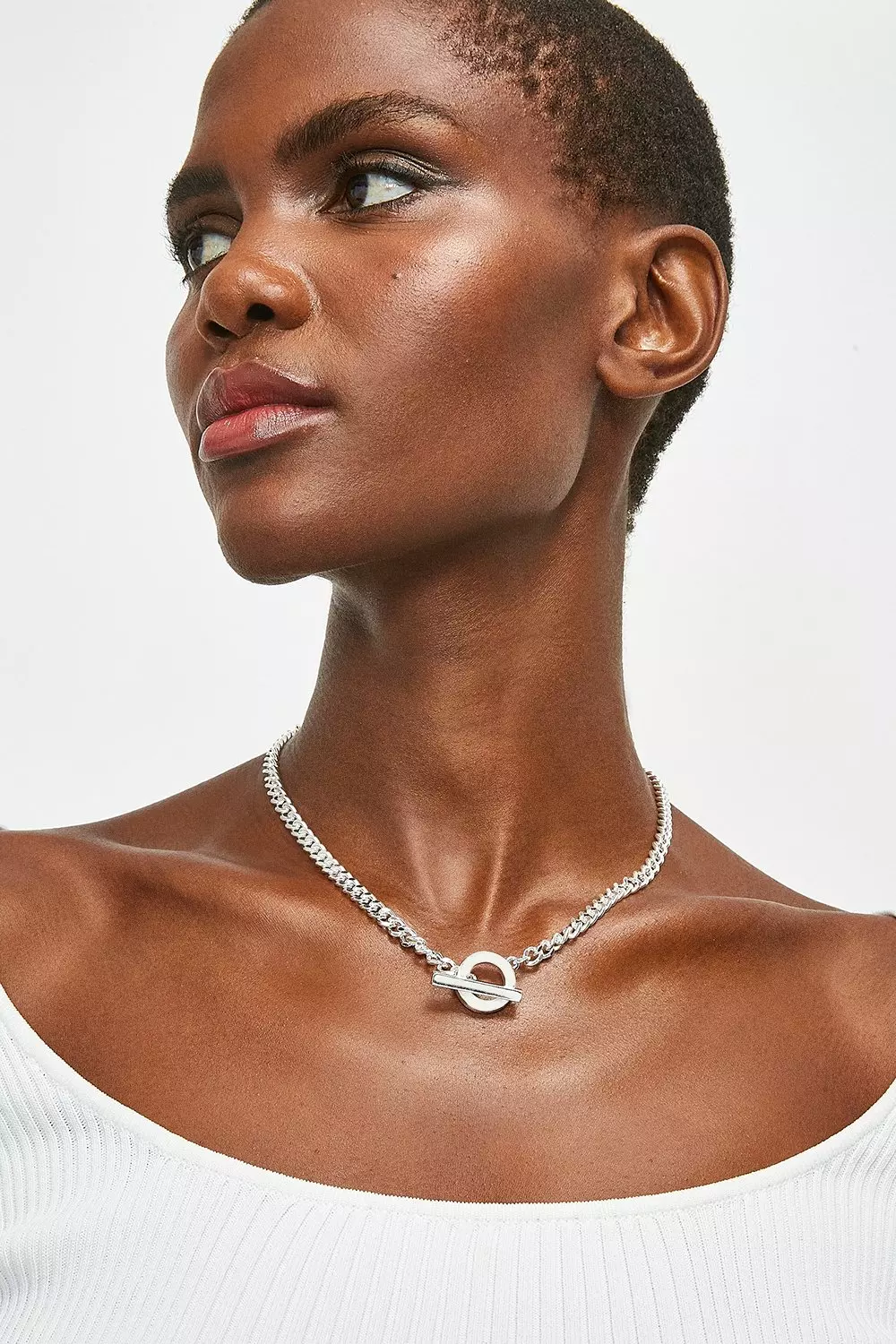 Silver t on sale bar necklace