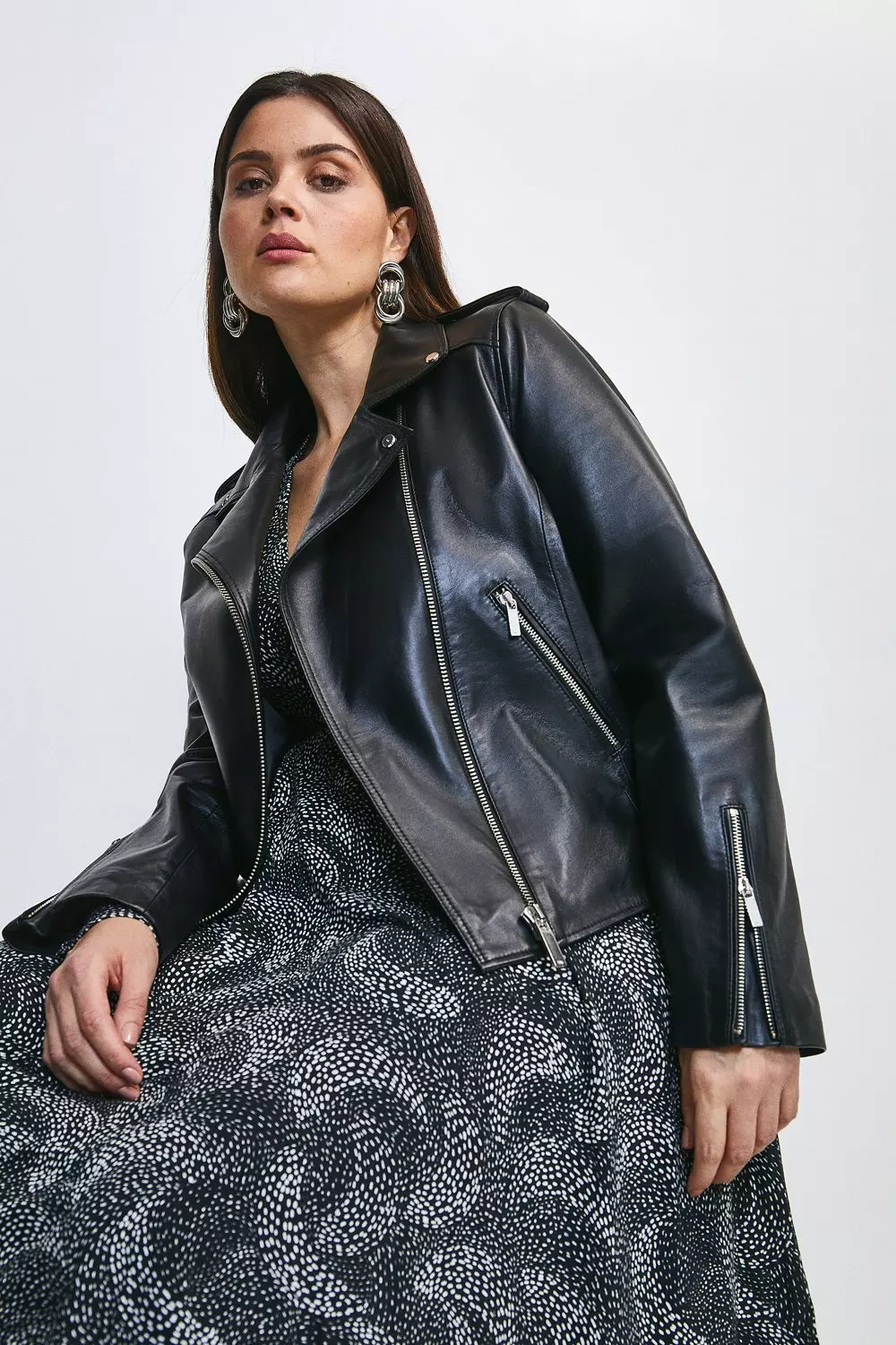 Karen millen black biker on sale jacket