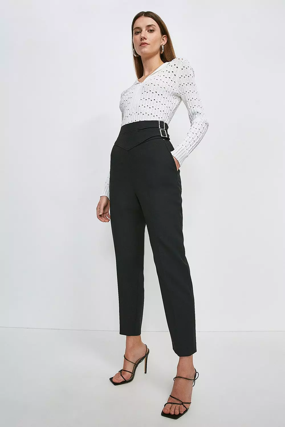 High waisted deals buckle pants