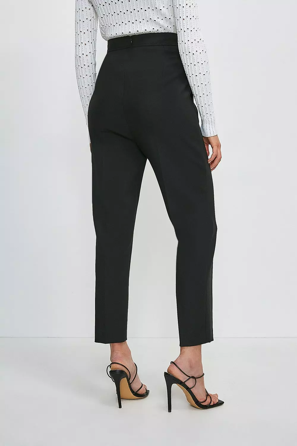 Compact Stretch Tailored Capri Trousers | Karen Millen