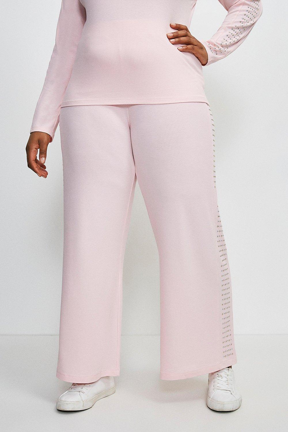 pink wide leg pants plus size