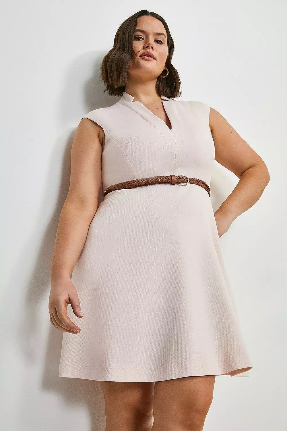Plus Size Relaxed Tailored Belted A Line Dress | Karen Millen