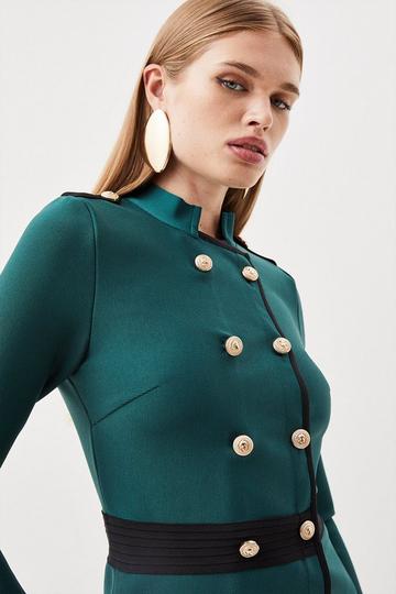 Military Double Breasted Bandage Jacket teal