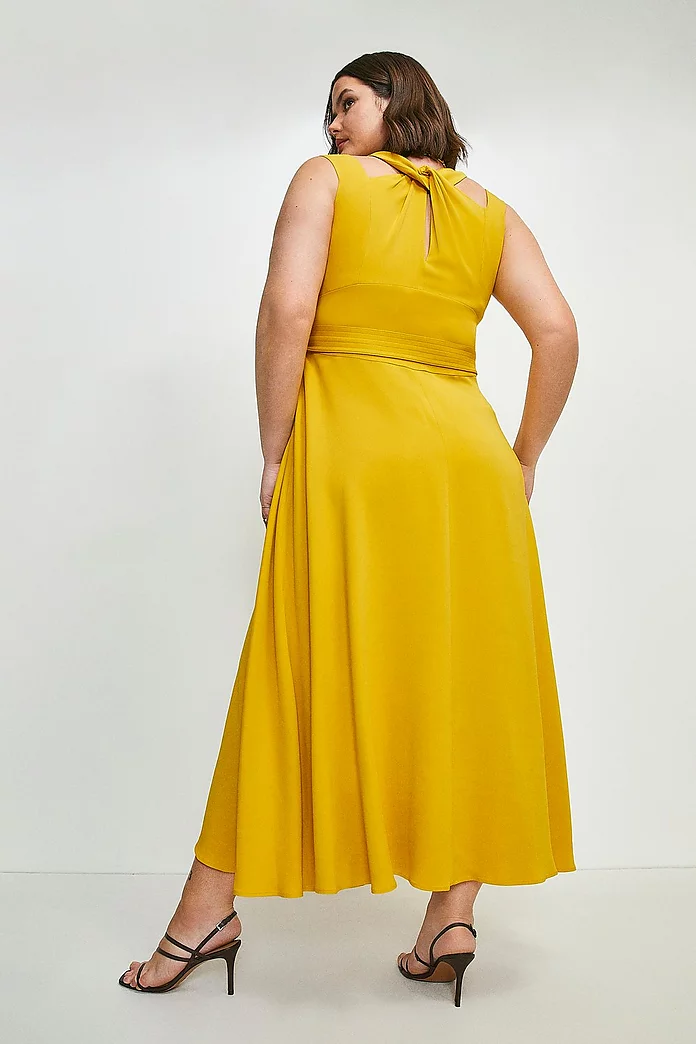 Plus Size Compact Stretch Viscose Waterfall Dress | Karen Millen