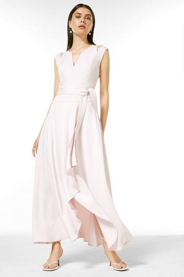 Compact Stretch Viscose Tailored Waterfall Midaxi Dress blush