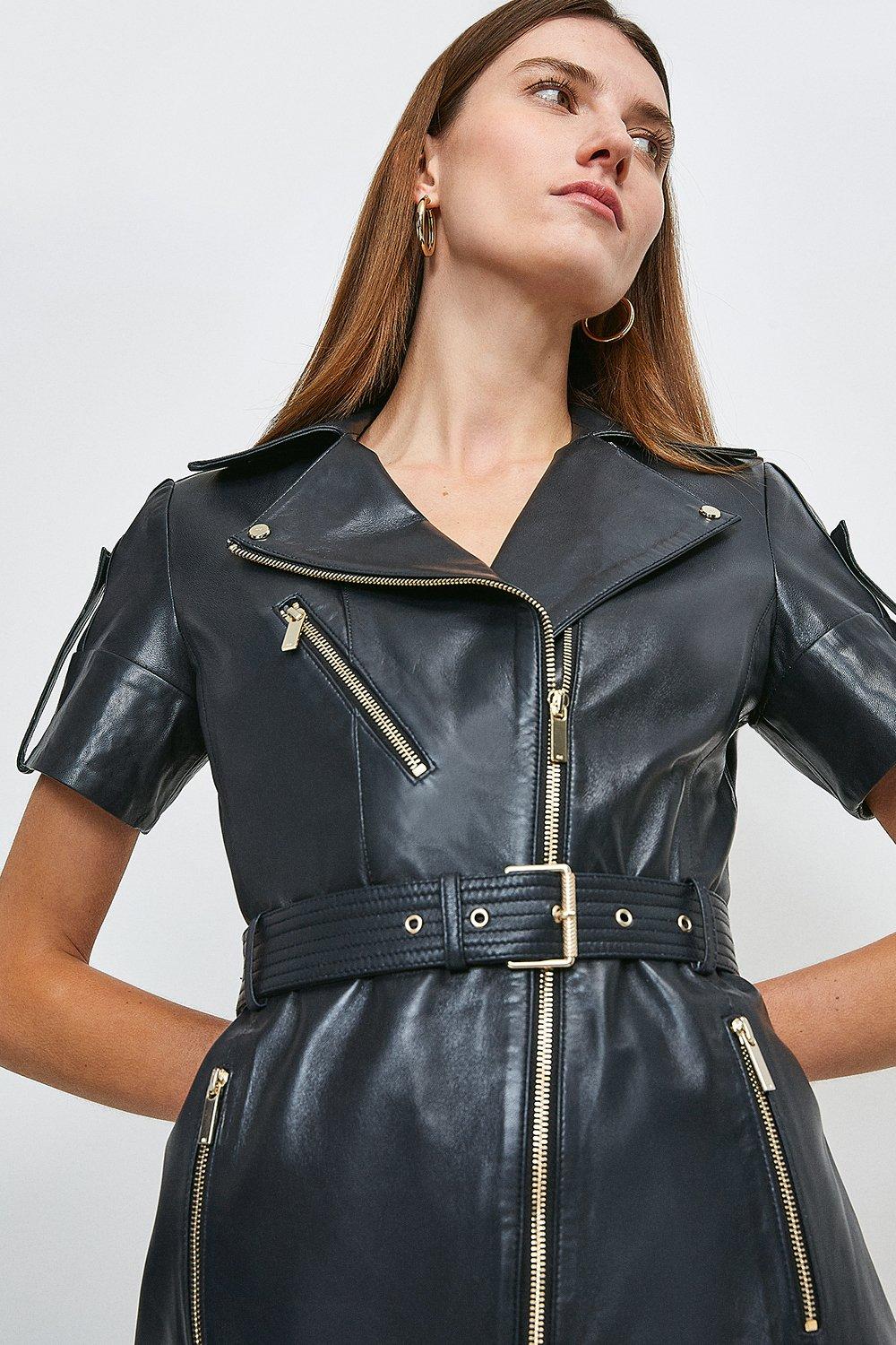 leather biker dress