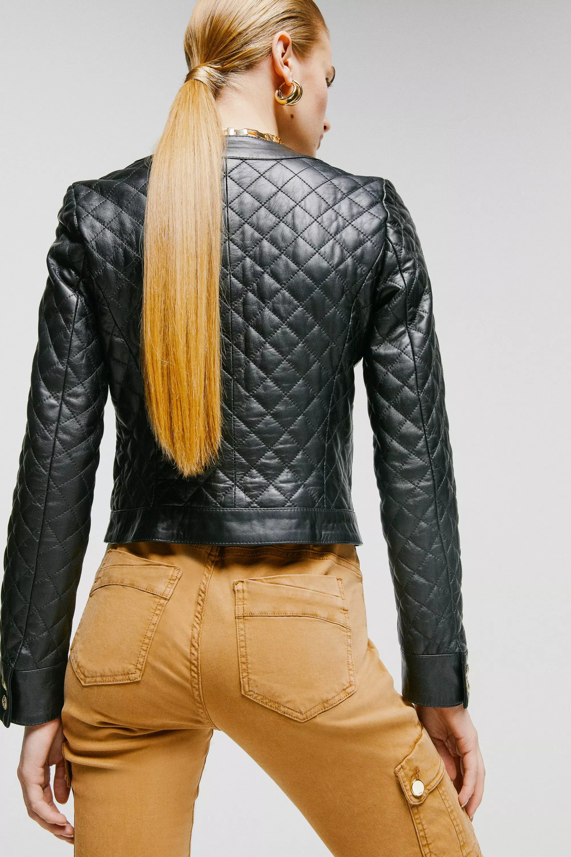 Karen millen clearance quilted leather jacket