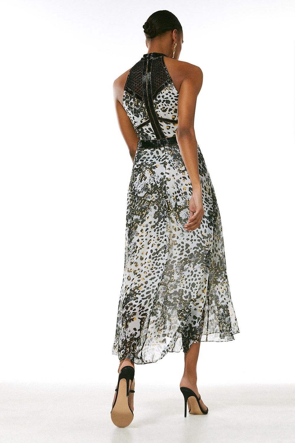 karen millen leopard lace midi dress