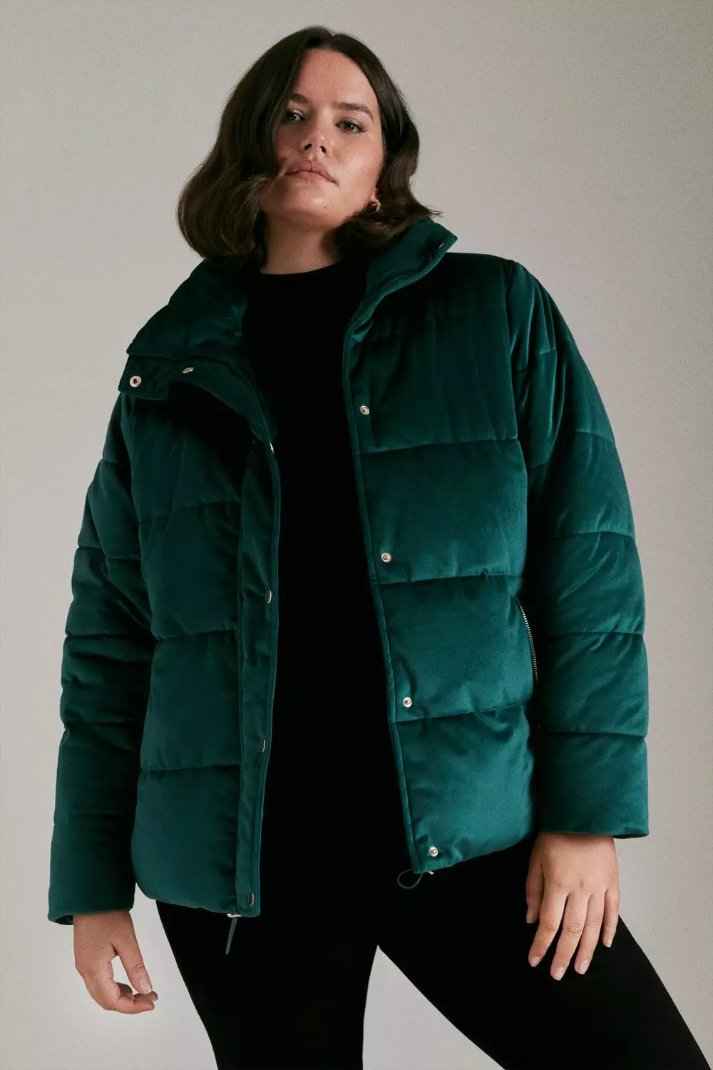 Velvet hooded cheap puffer jacket