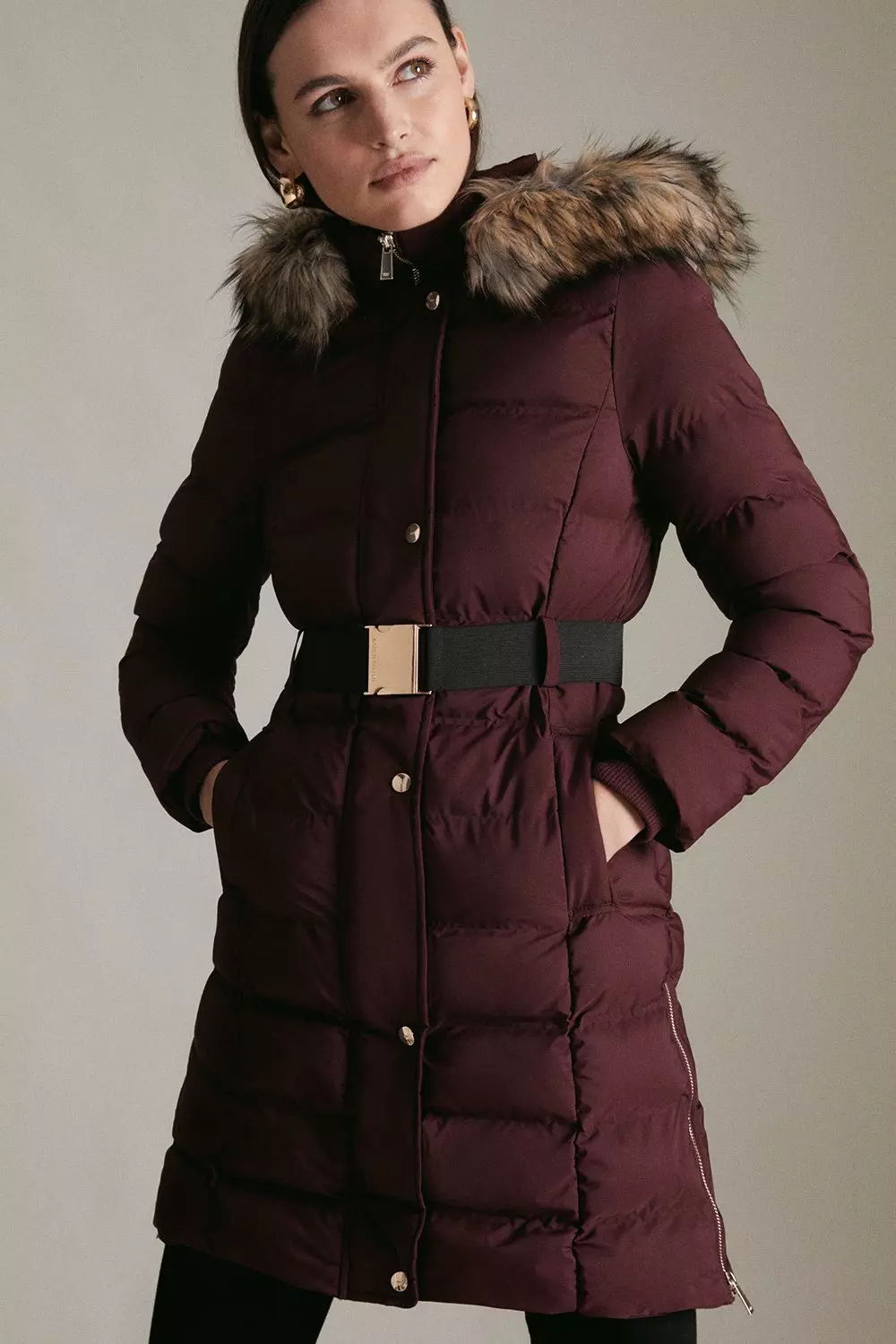 Karen millen belted deals puffer coat