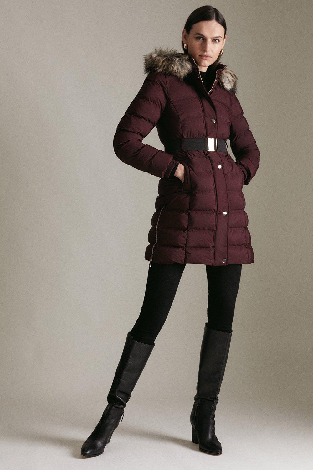 karen millen padded hooded coat