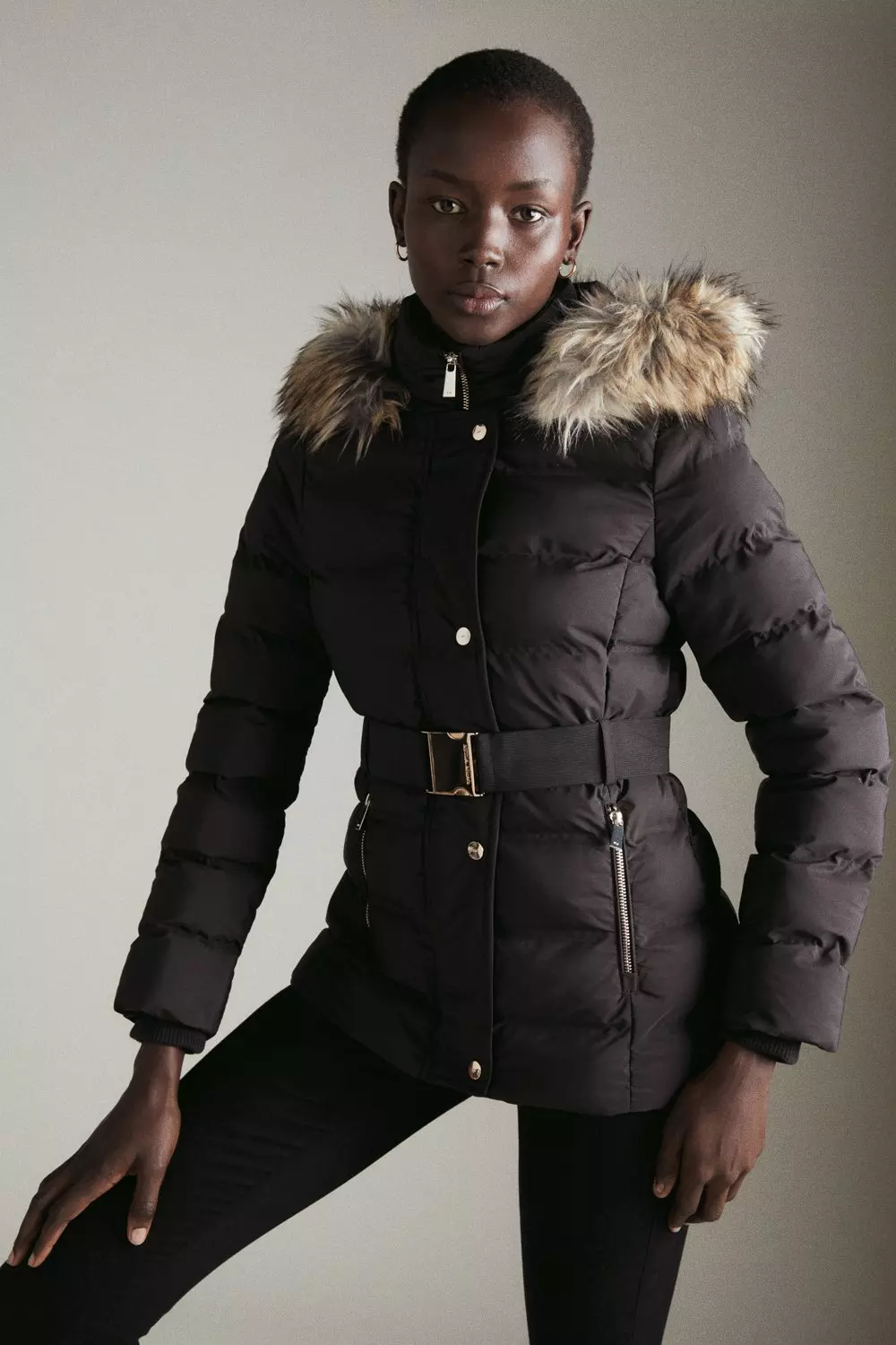 Quilted store fur jacket