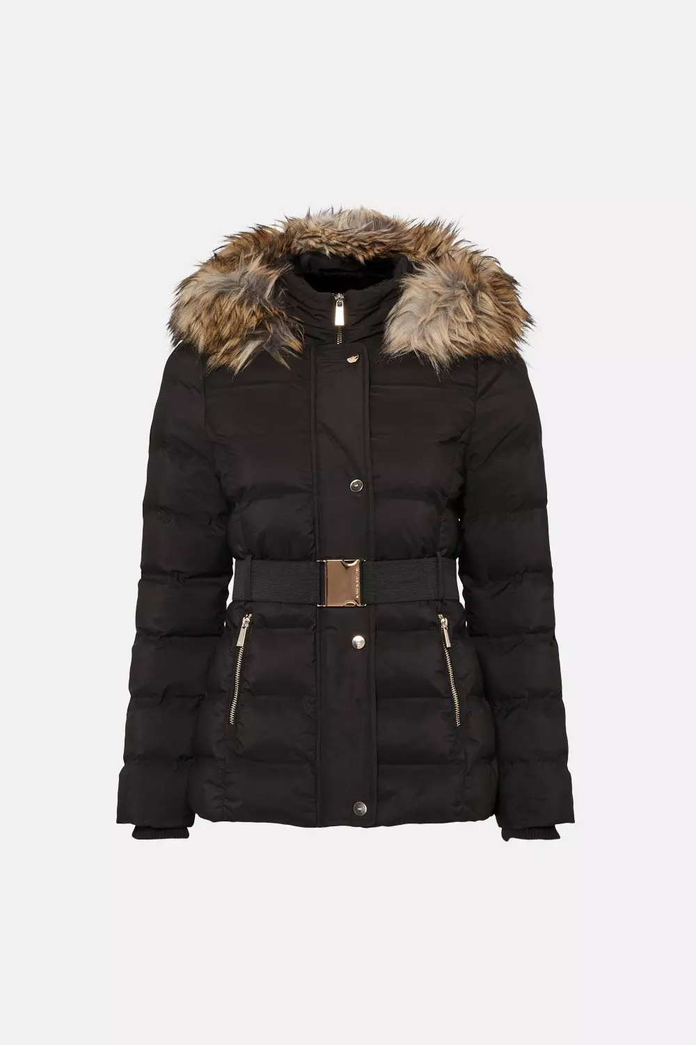 Faux fur hooded cheap short padded coat