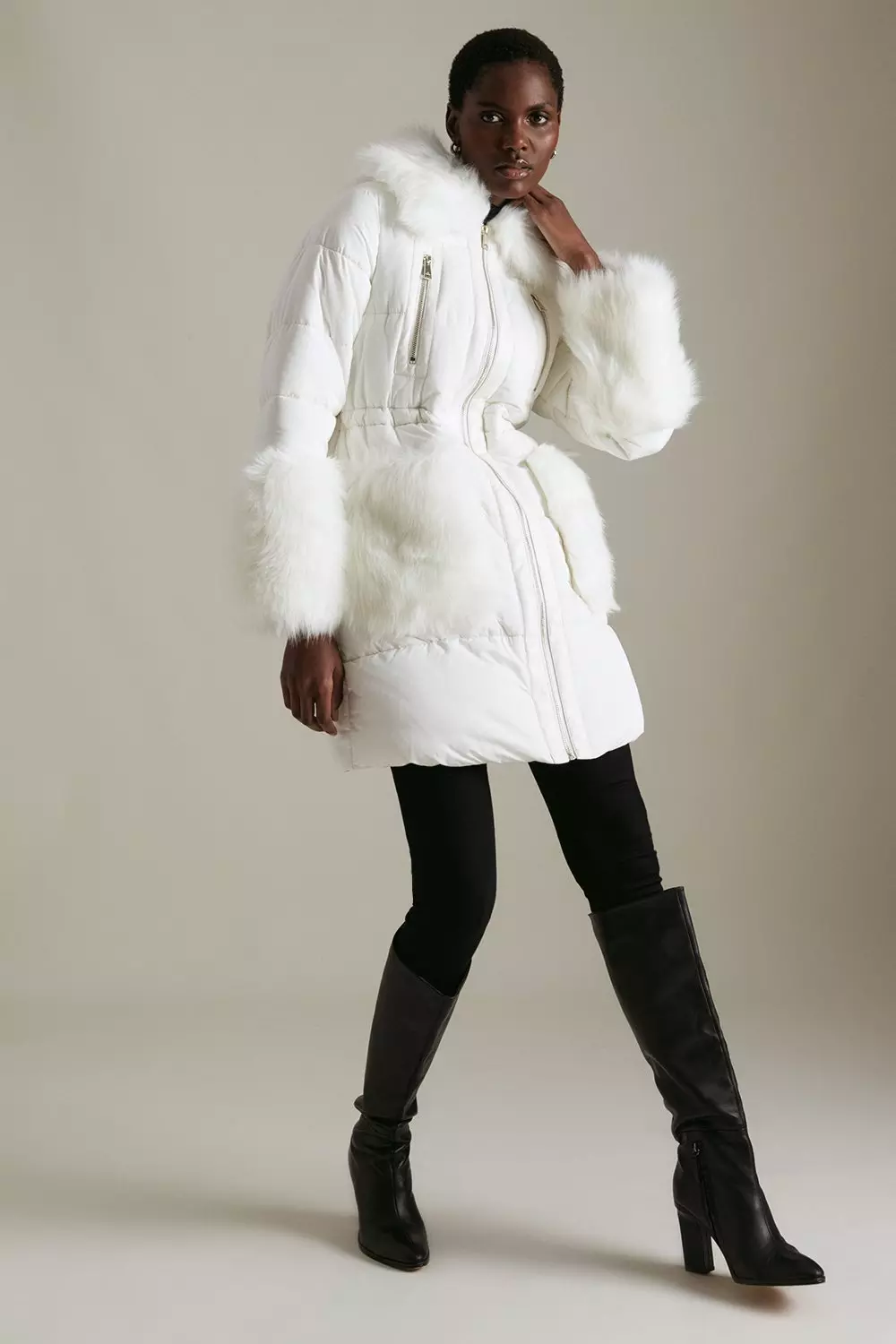 Leather jacket Off-White - Maxi print shearling coat