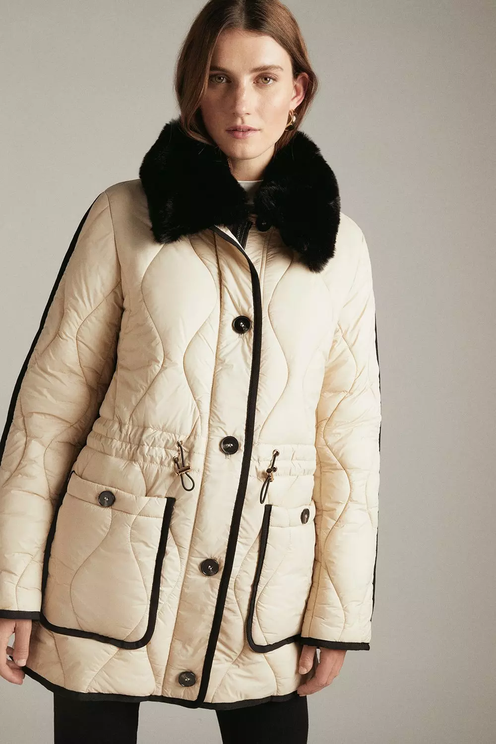 Faux fur hot sale quilted coat