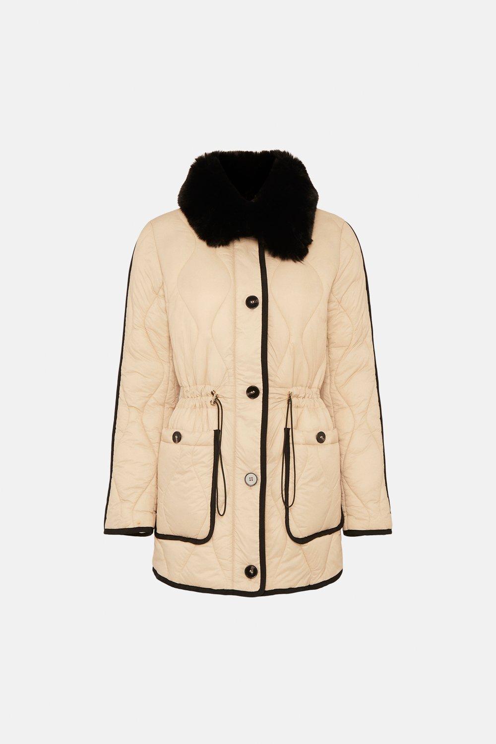 faux fur quilted coat