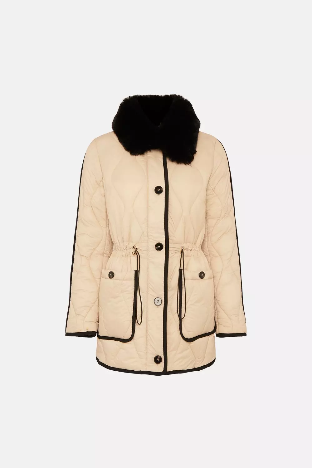 Karen millen padded on sale coat with fur trim