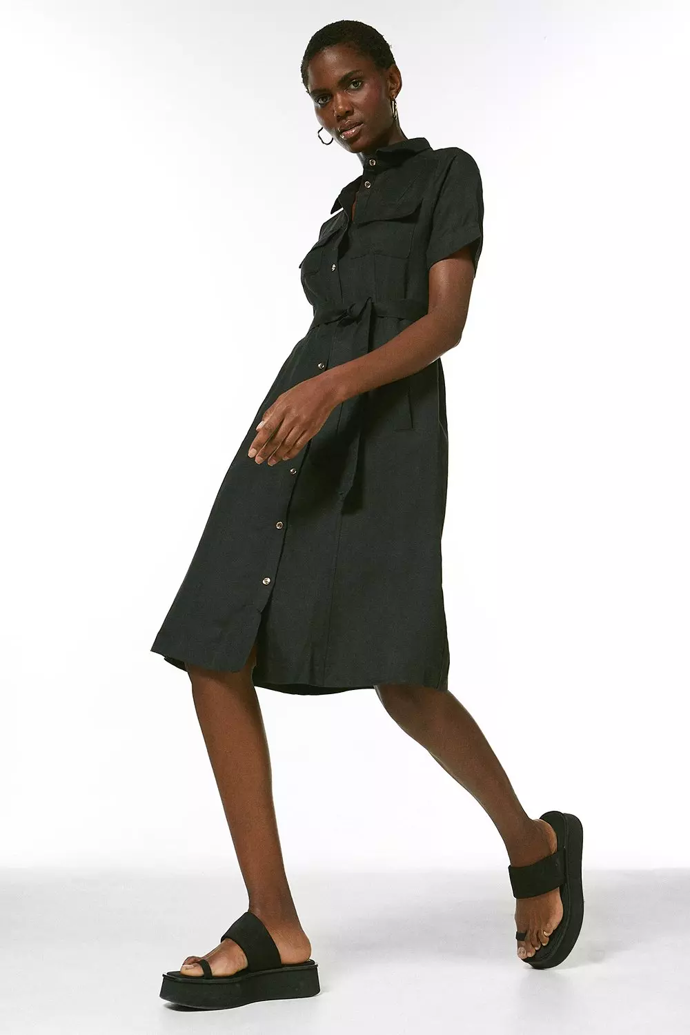 Black linen outlet shirt dress uk