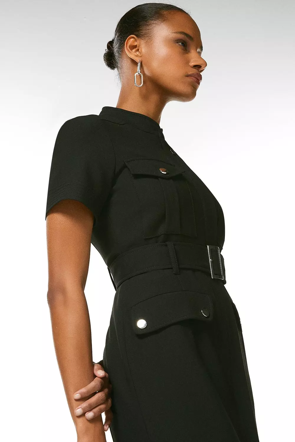 Black belted hotsell pencil dress