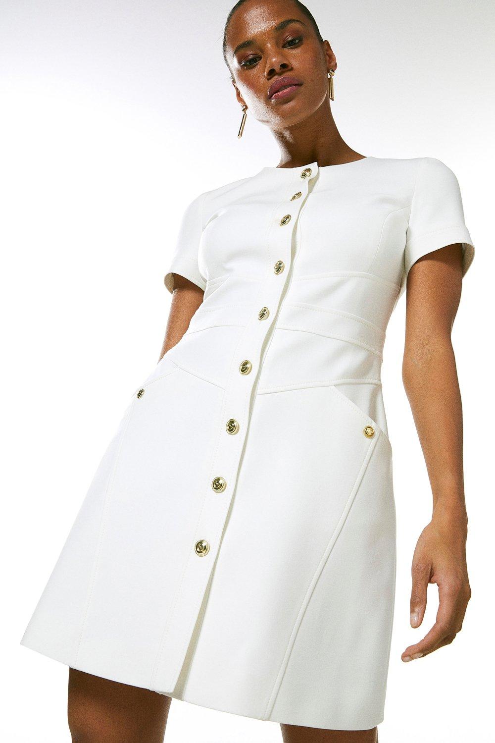 Karen millen white hot sale and gold dress