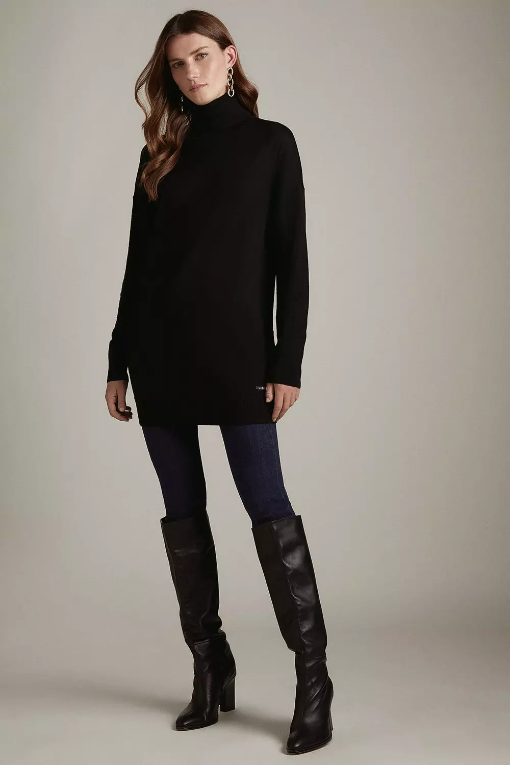 Black roll neck online long jumper