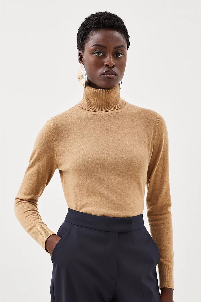 Merino Wool Turtleneck Sweater | Karen Millen