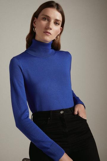 Merino Wool Turtleneck Sweater cobalt