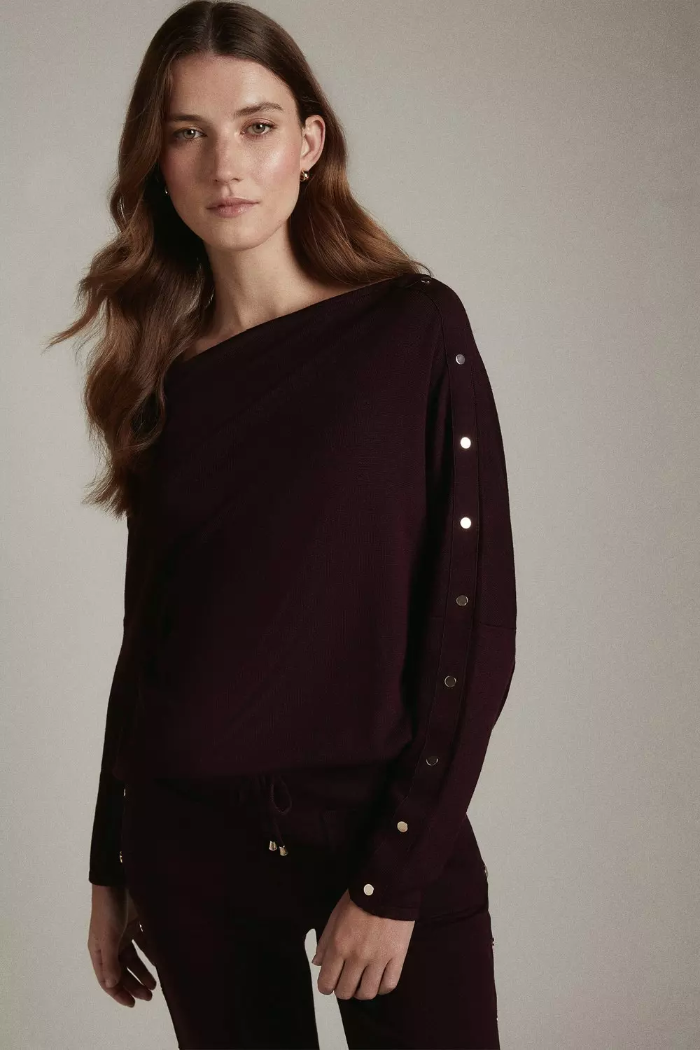 Viscose Blend Knitted Drape Shoulder Jumper Karen Millen