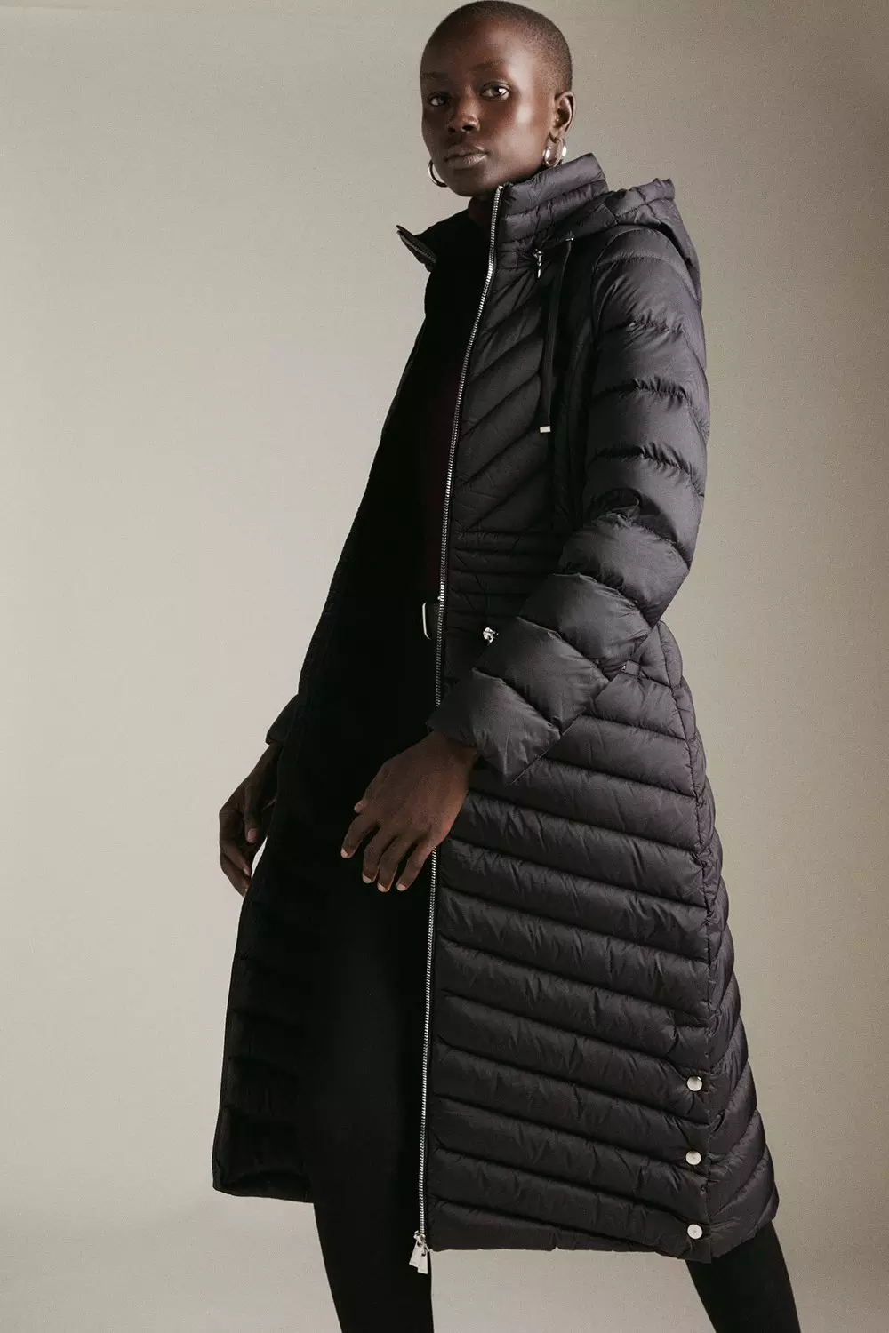 Full length shop packable down coat