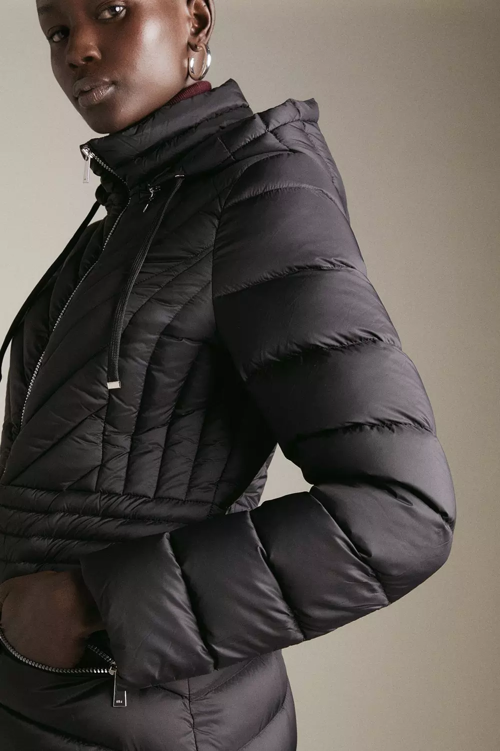 Full length packable down coat sale