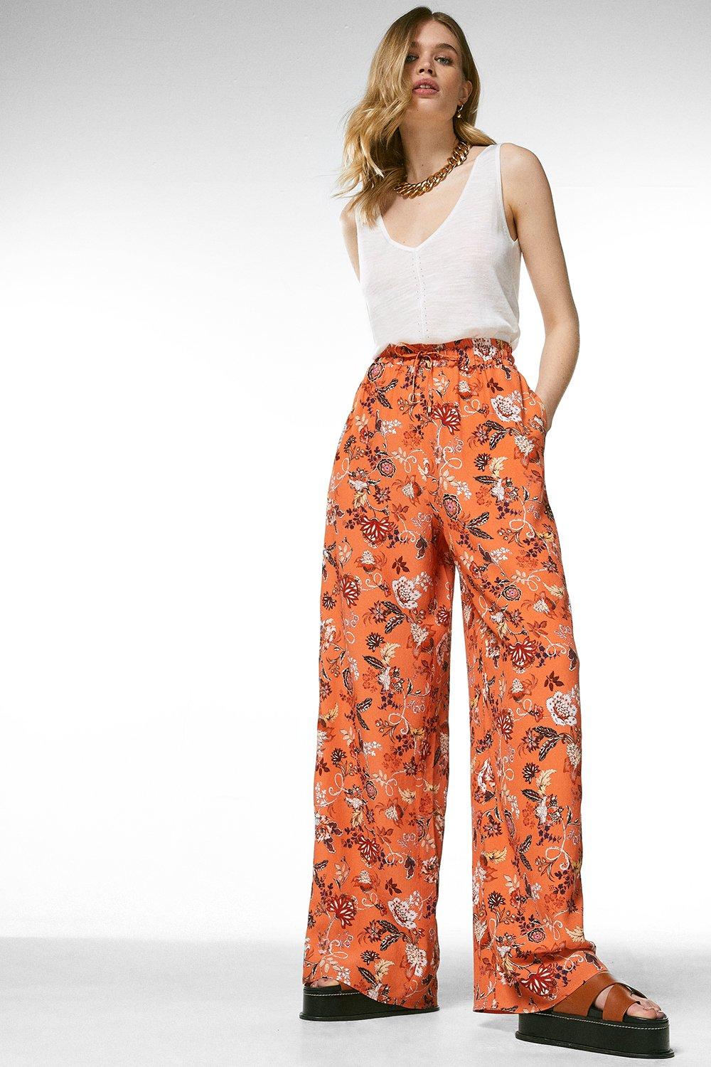 floral wide leg pants