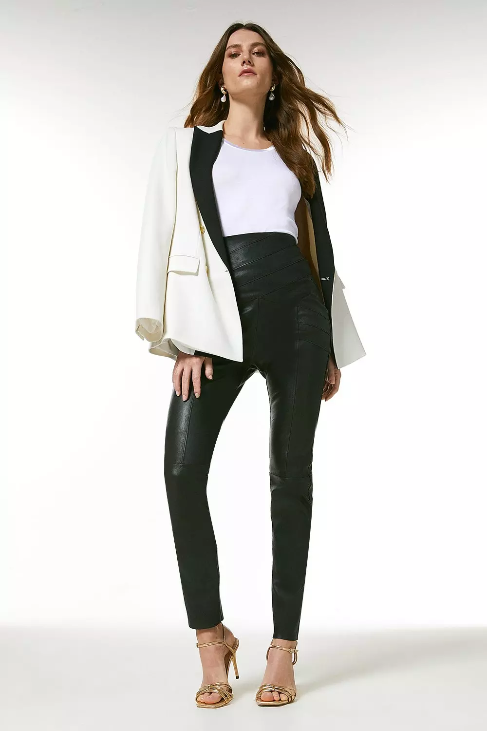 Stretch Leather Seam Detail Legging