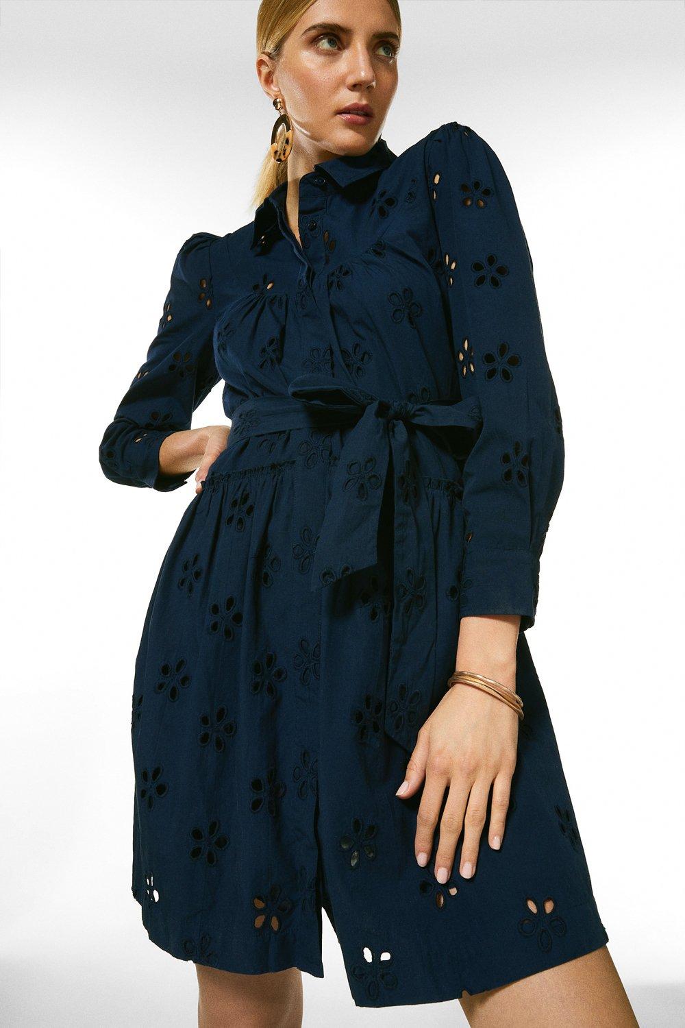 Navy best sale broderie dress