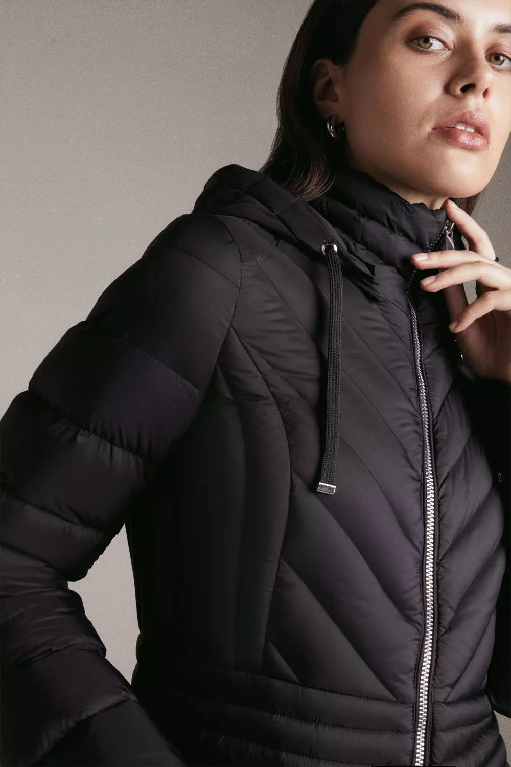 Womens packable down jacket best sale mid length