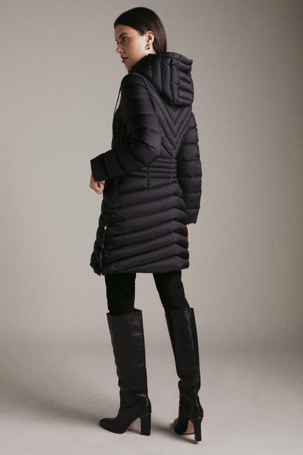 packable down coat mid length