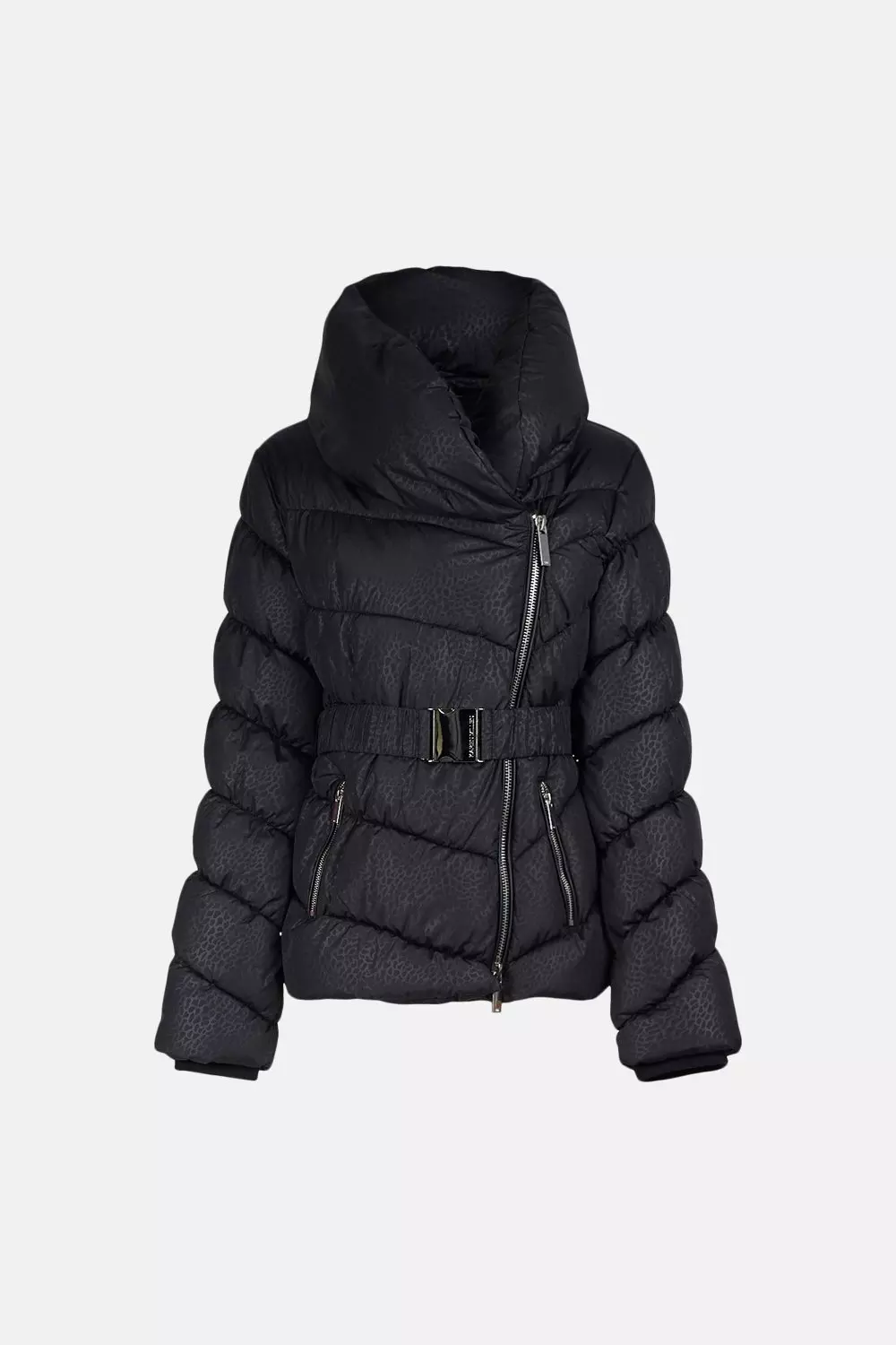 Animal Cosy Collar Short Belted Puffer Coat | Karen Millen