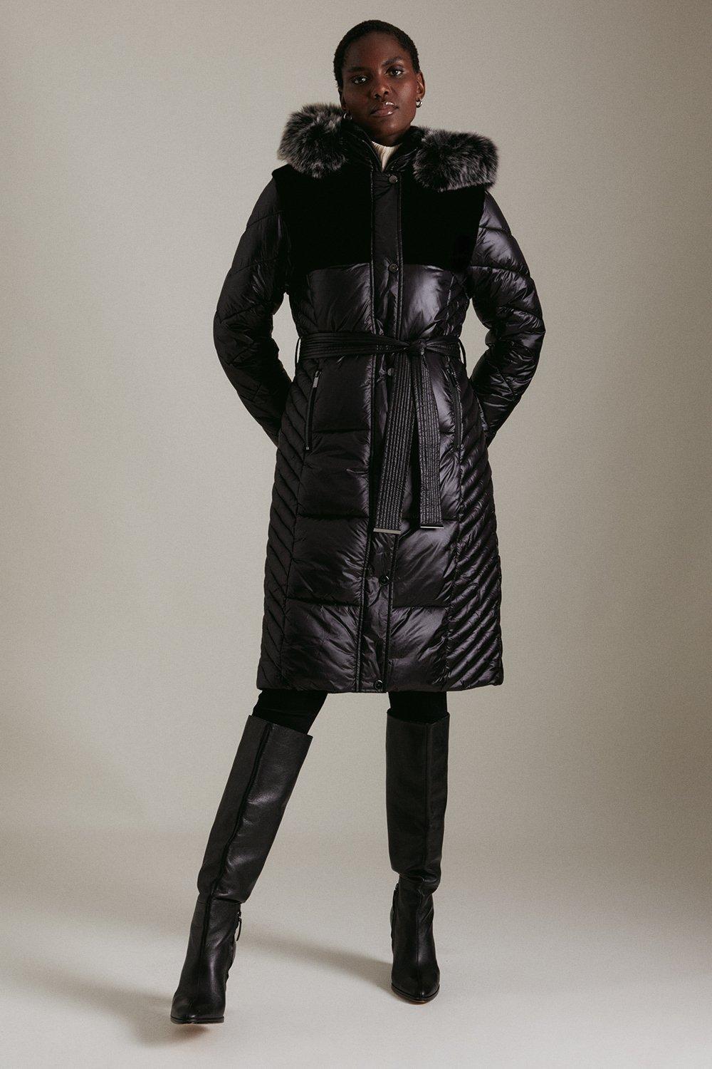 Karen millen shiny hot sale puffer coat black