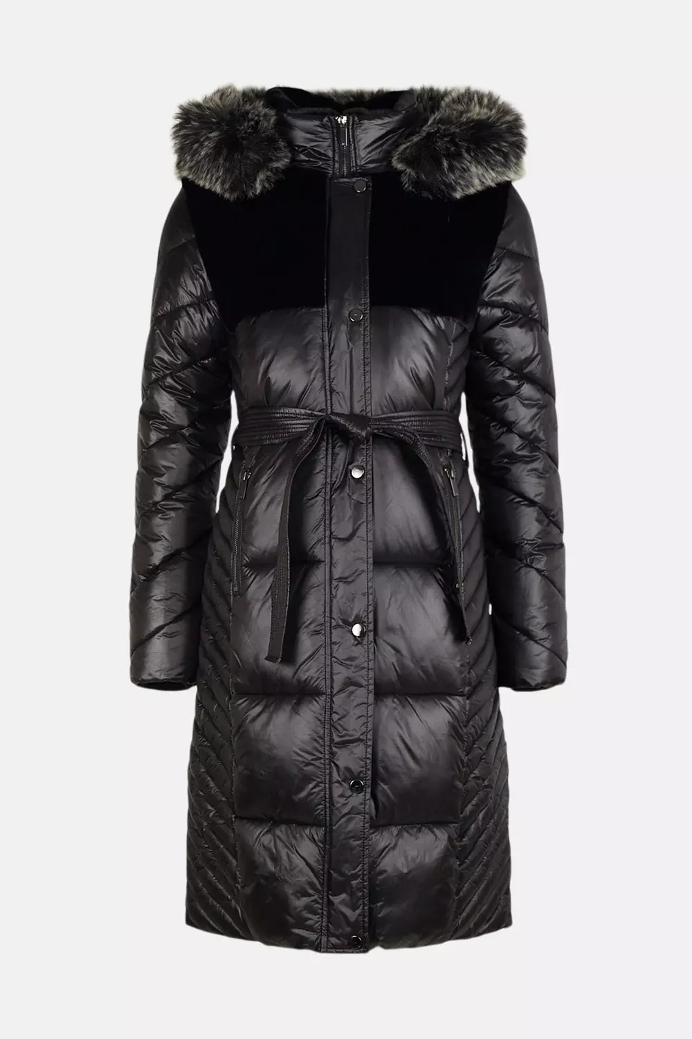 High shine puffer coat with sale fur