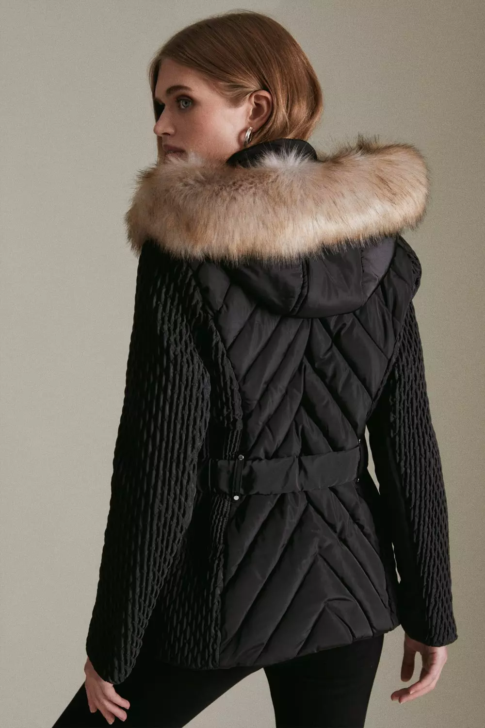 Burberry fur hot sale hood coat