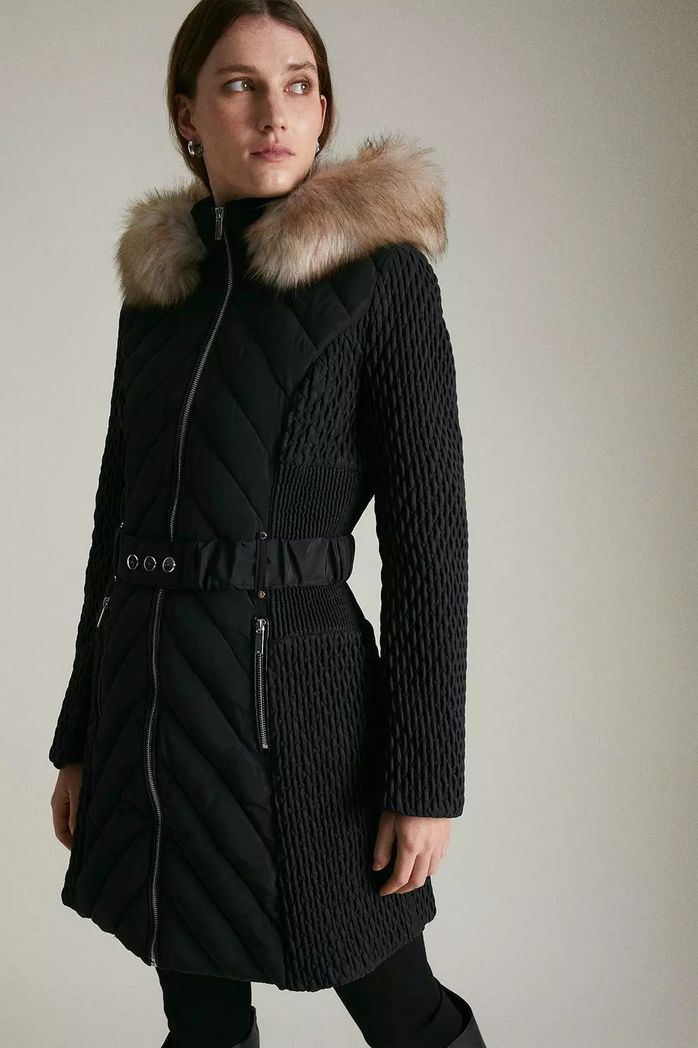 Karen millen coat outlet fur collar