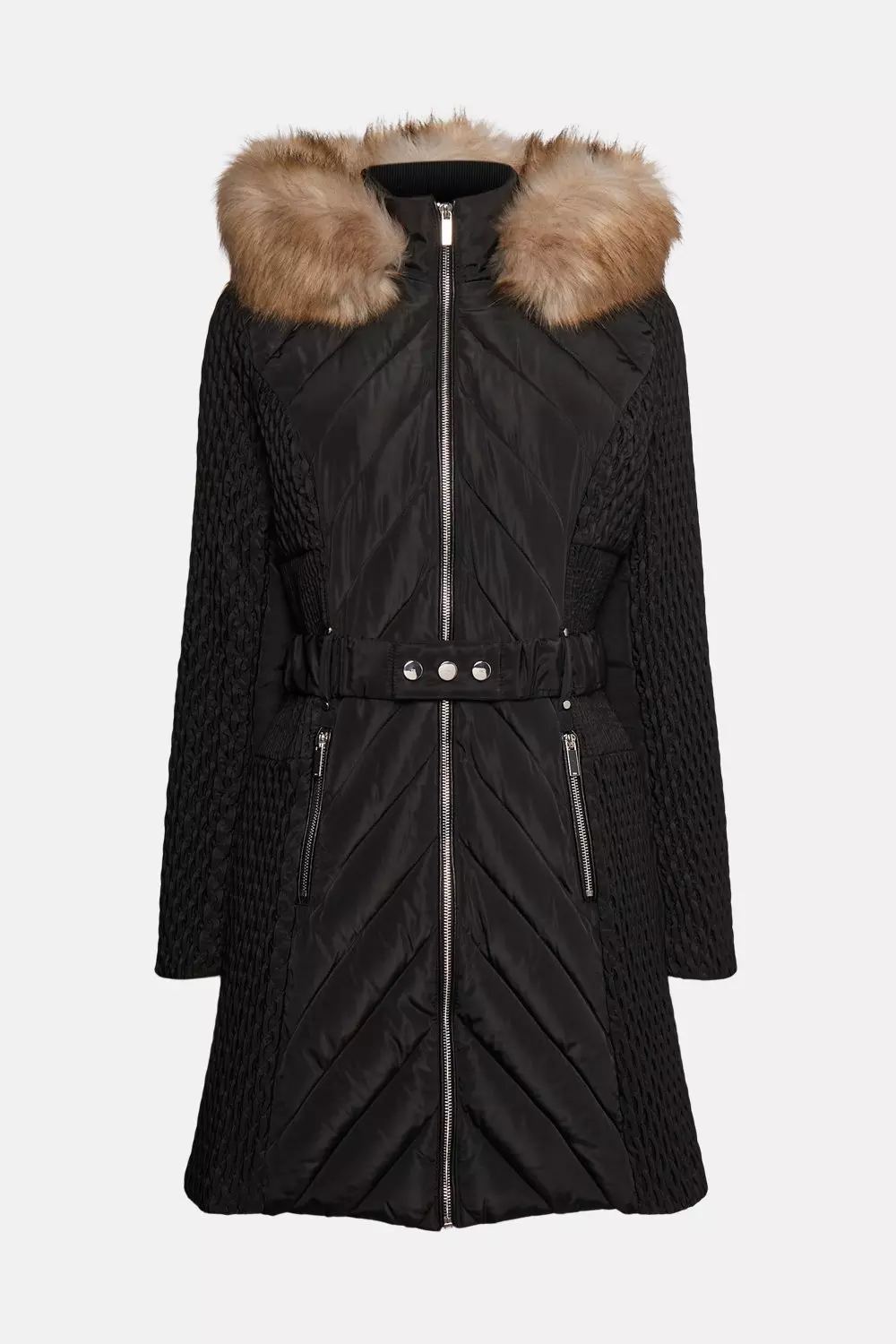 Deallo quilted faux store fur trim crop jacket