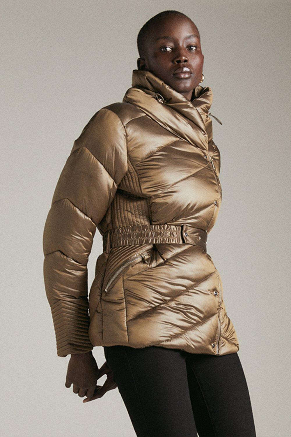 Gold puffer jacket sale