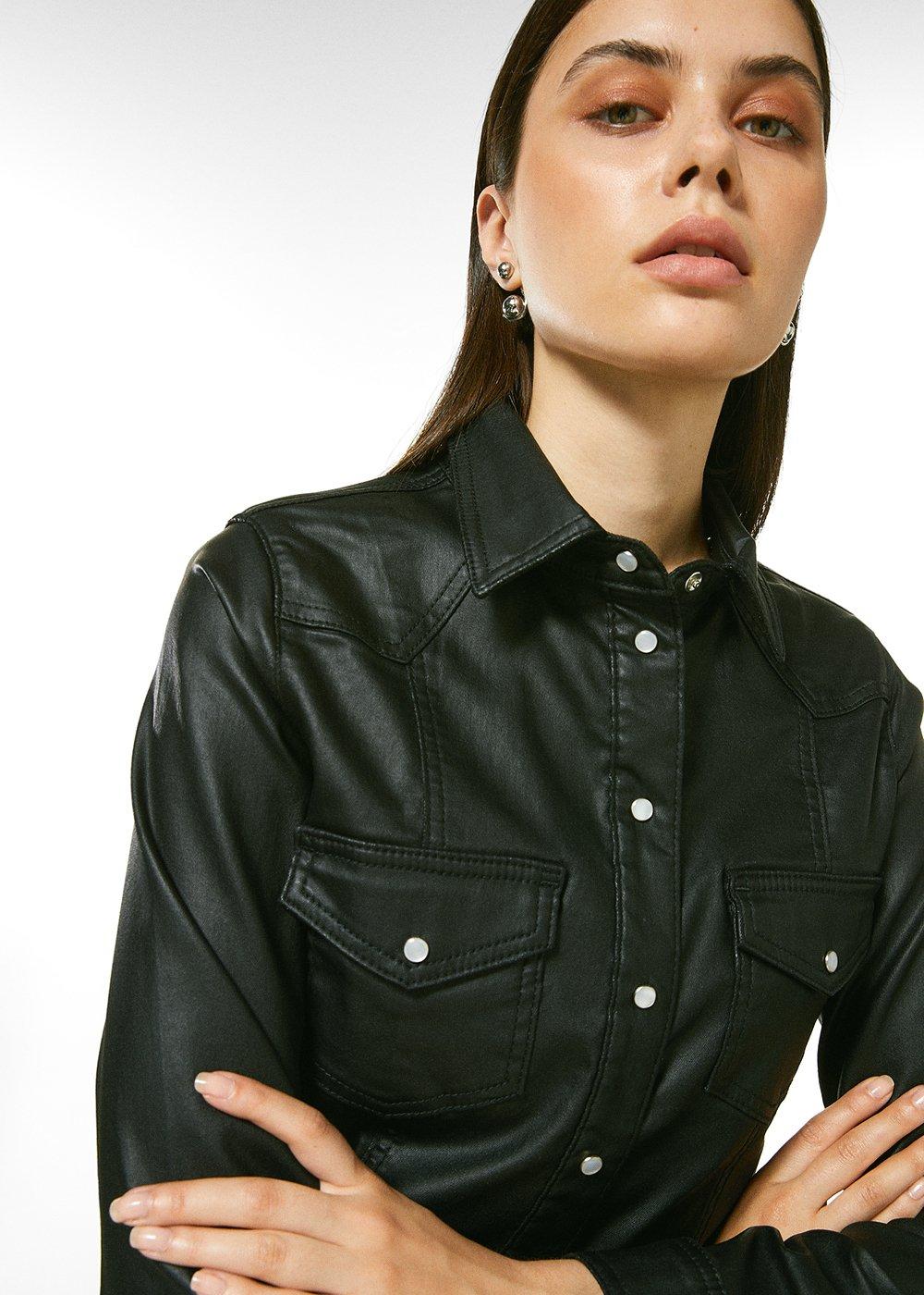 coated denim shirt