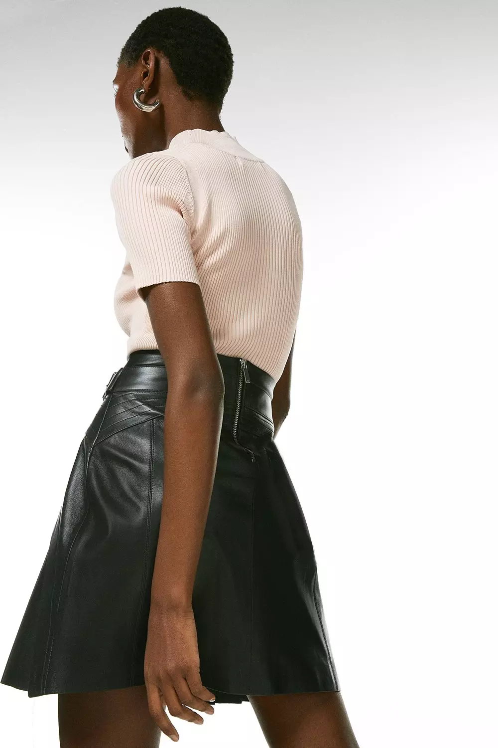 Karen millen shop pleated leather skirt